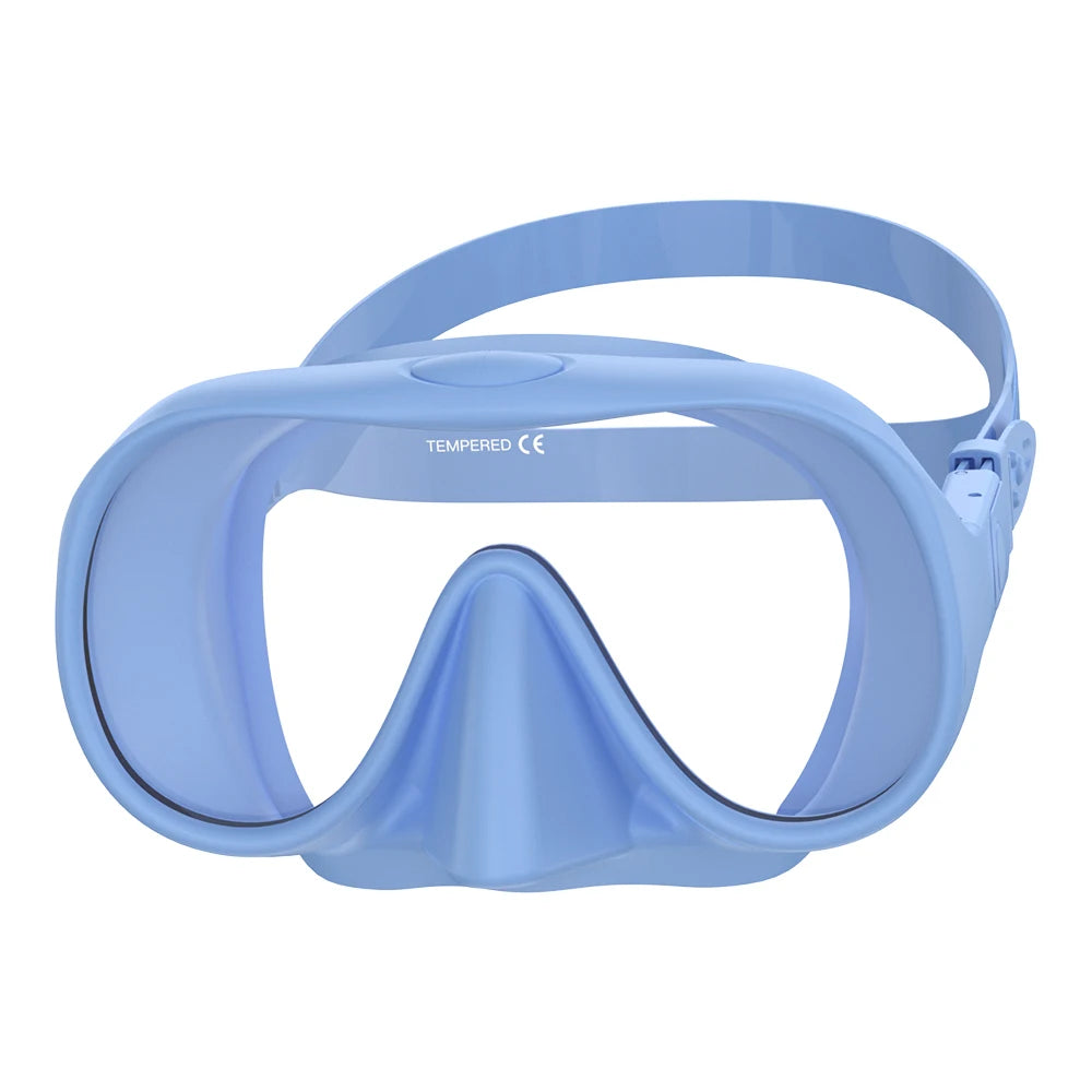 Frameless Diving Mask HD Panoramic Ultra Wide View Tempered Glass Snorkeling Swimming Goggles Suitable for Adults