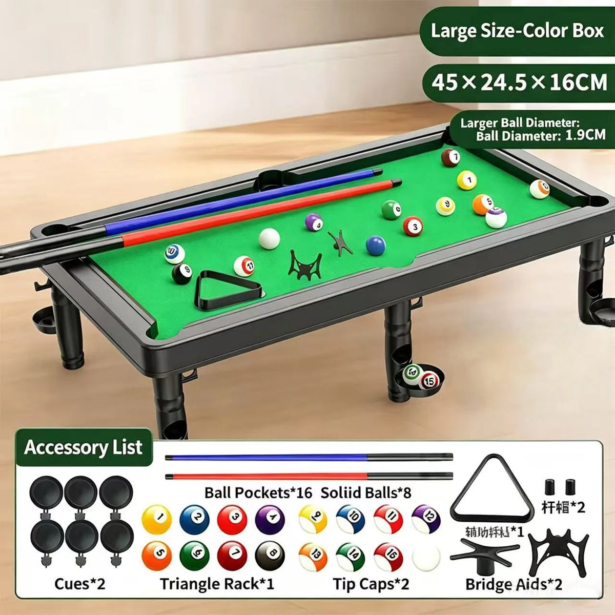 Billiards Toy Table, Home Use Indoor Mini Desktop Billiards Table, Ideal for Children and Families to Engage in Interactive Play
