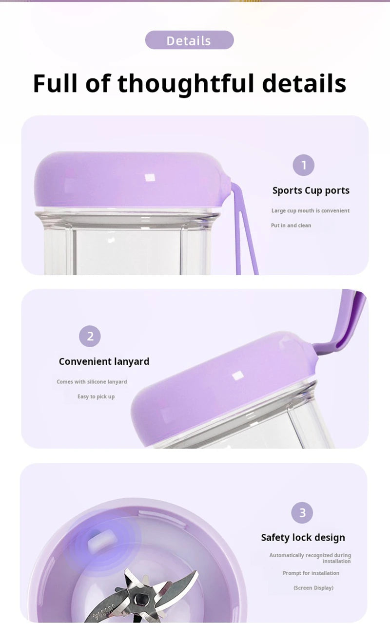Blend on the go with this portable, USB rechargeable cordless mini juicer mixer—perfect for fresh smoothies anytime, anywhere!