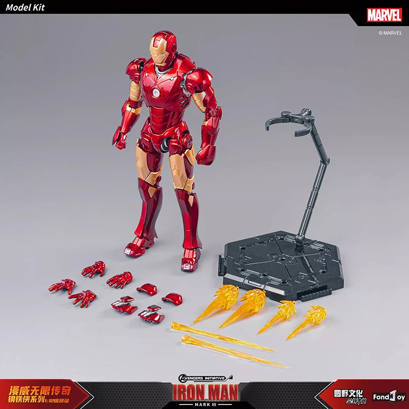 Fondjoy Action Figures Marvel IronMan MK3 Assemble Toys Model 1/12 Scale ABS Material Table Ornaments Boy Birthday Gifts Toys