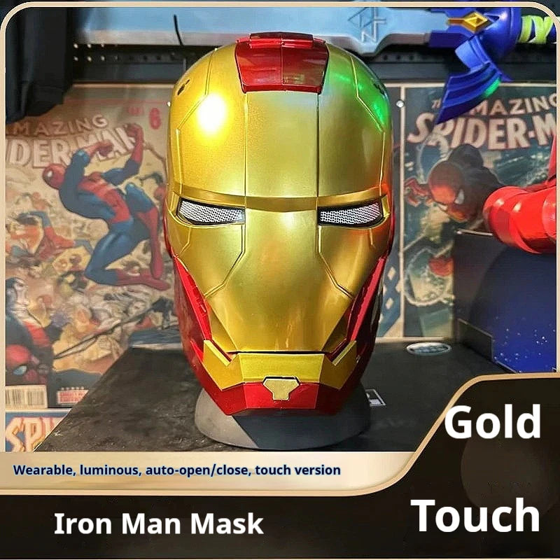 Iron Man MK5 MK45 Electronic Helmet Voice Controlled with Jarvis AI Automatic Faceplate Deformation LED Light Up Collectible fan