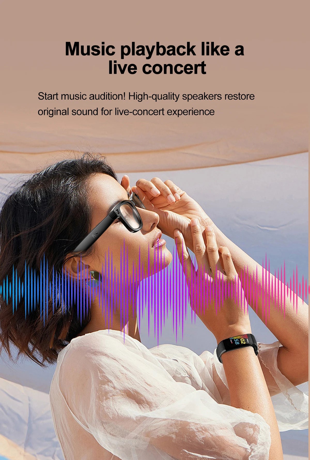 Smart Glasses With AI,Bluetooth Music Glasses With 140+ Translation,Anti-Blue Light Lenses,Camera Glasses For Travel Meeting