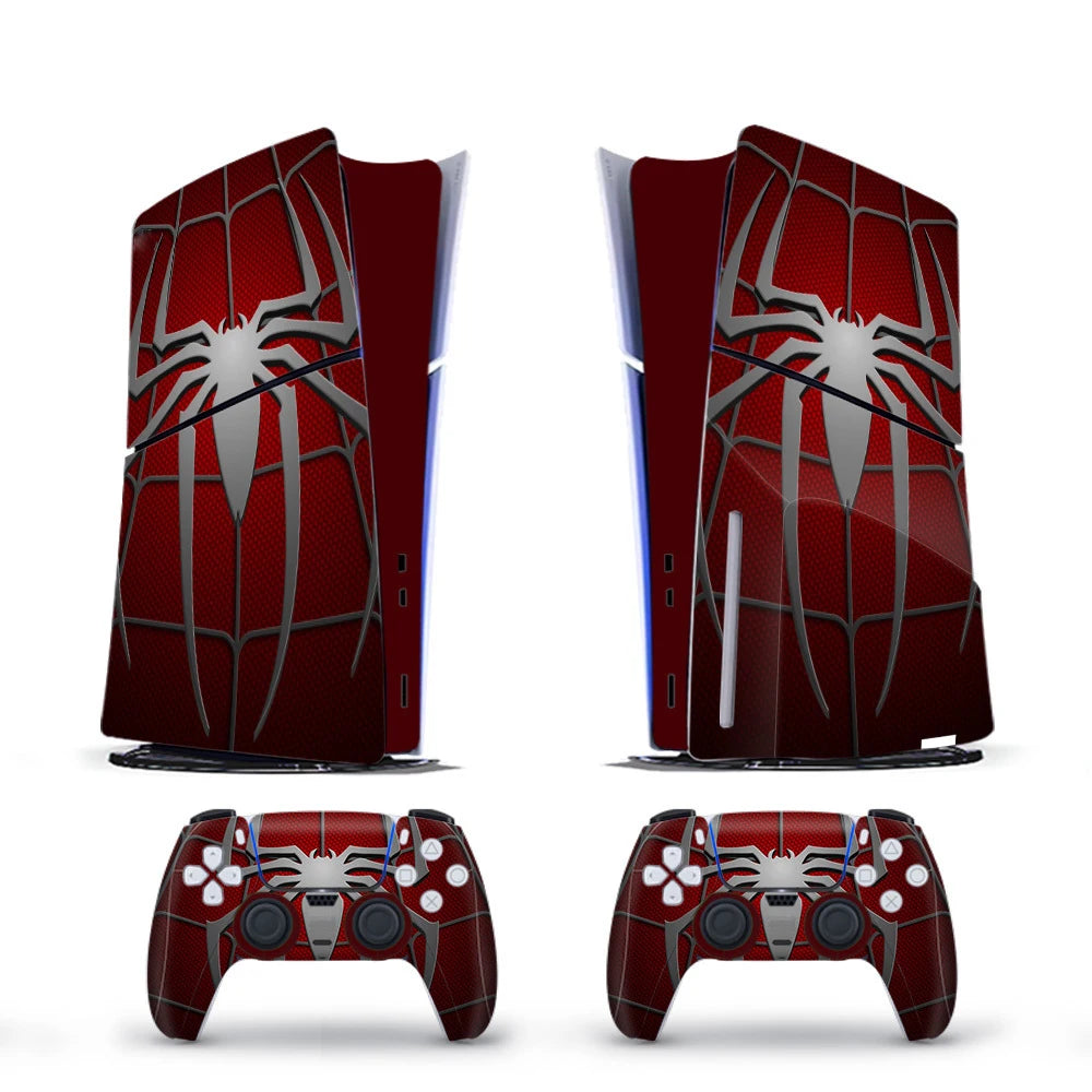 Vinyl Cover Skins for Playstation 5 Slim Console Controller Stickers Superhero Skin Wraps Set for PS5 Disc Edition Accessories
