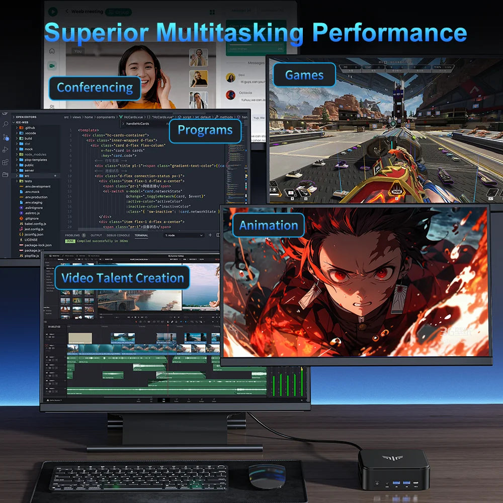 ACEMAGIC E3B Mini PC ΑΜD Ryzen 5 7430U 16GB RAM/512GB SSD Mini Desktop Studio WiFi 6/BT 5.2/4K Triple Display/VESA Supported