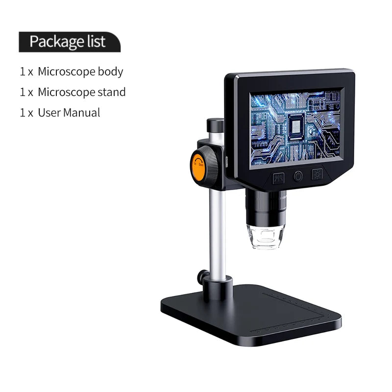 1000X Zoom 4.3" LCD Digital Microscope 1080P HD Video with 8 LED Lights Portable USB Microscope for Soldering PCB Coin Repair Wholesale