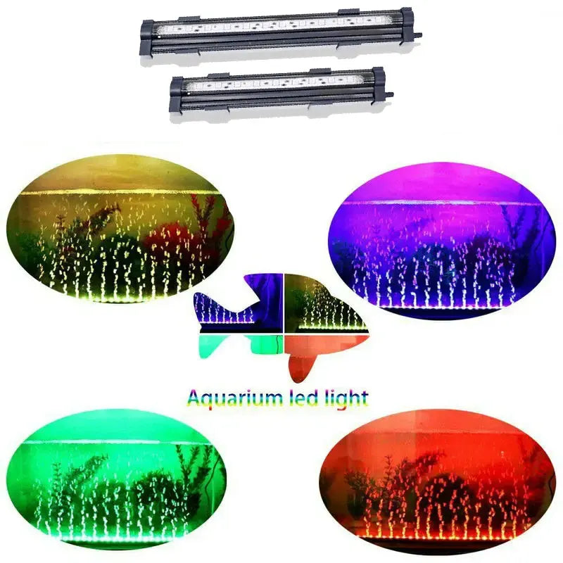 Fish Tank 46cm Colorful Slow Flash Submersible Light Aquarium Waterfall Bubble LED Light Automatic Color-changing Ambient Lamp
