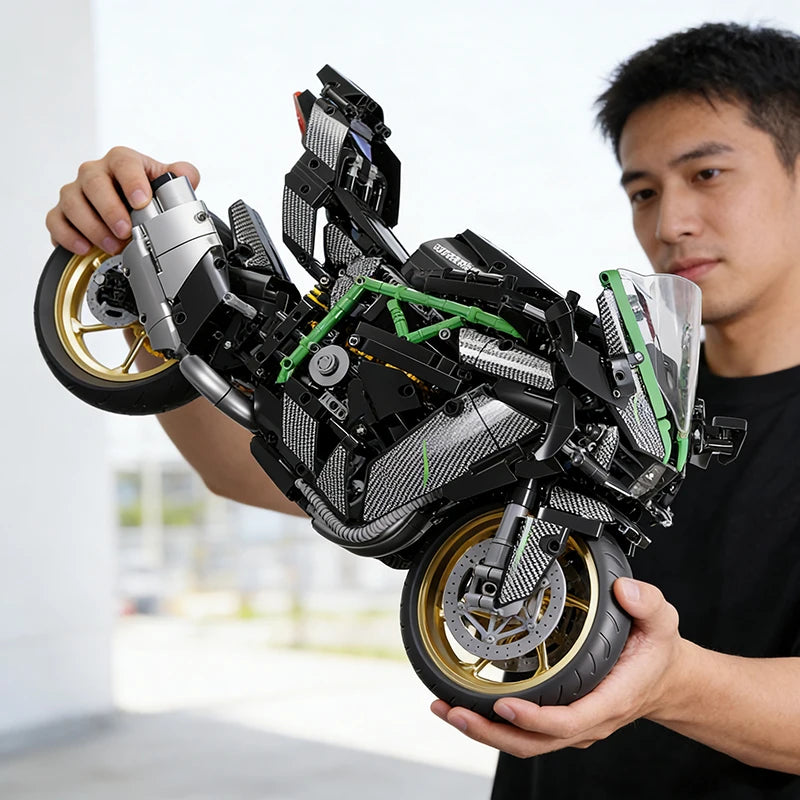 2000pcs Racing Motorcycle V4S Building Blocks Set,1:5 Sports Car Model Kit,STEM Bricks Toys for Teens Adults,Gifts for Boys Girl