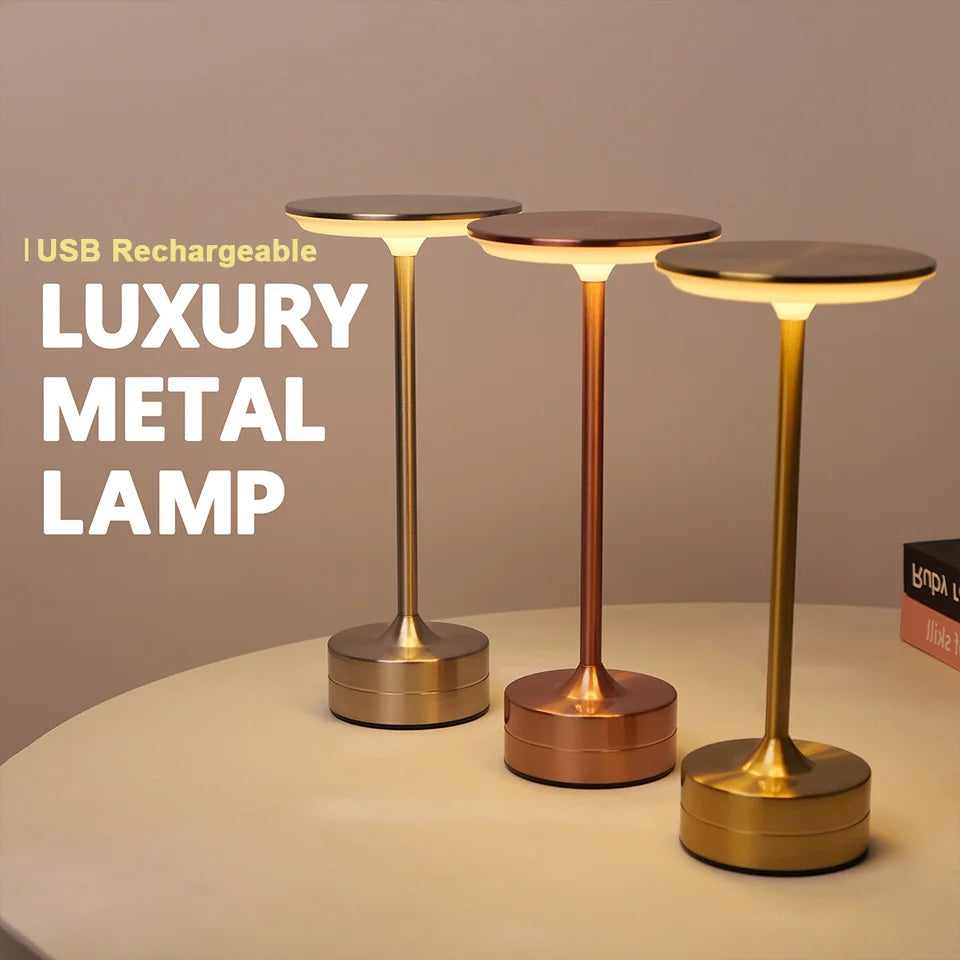 Illuminate any space with this LED touch sensor table lamp—USB rechargeable, portable, and perfect for bedrooms, restaurants, hotels, bars, and more!