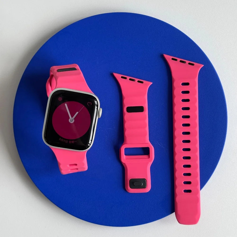 Silicone Sport Strap For Apple Watch Band Ultra 49mm 40mm 41mm 44mm 45mm 46mm correa bracelet iwatch Series 11 10 9 8 7 6 5 se