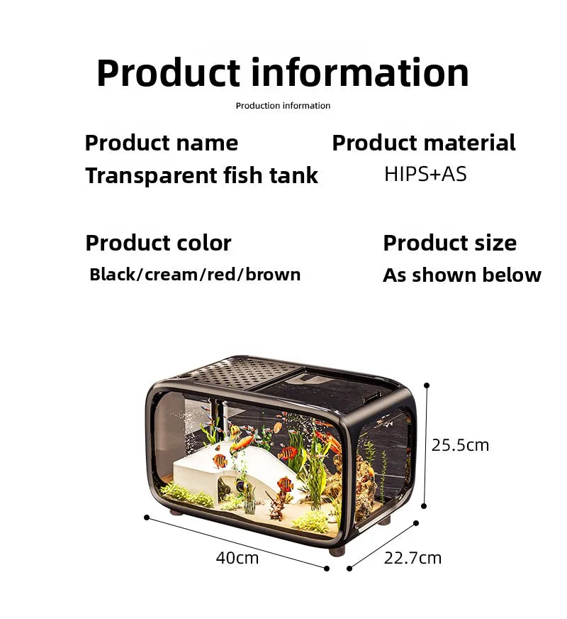 Home Living Room Ornamental Fish Tank Ecological Landscape Filtration Oxygen Generation Aquariums Multi-functional Feeding Tank