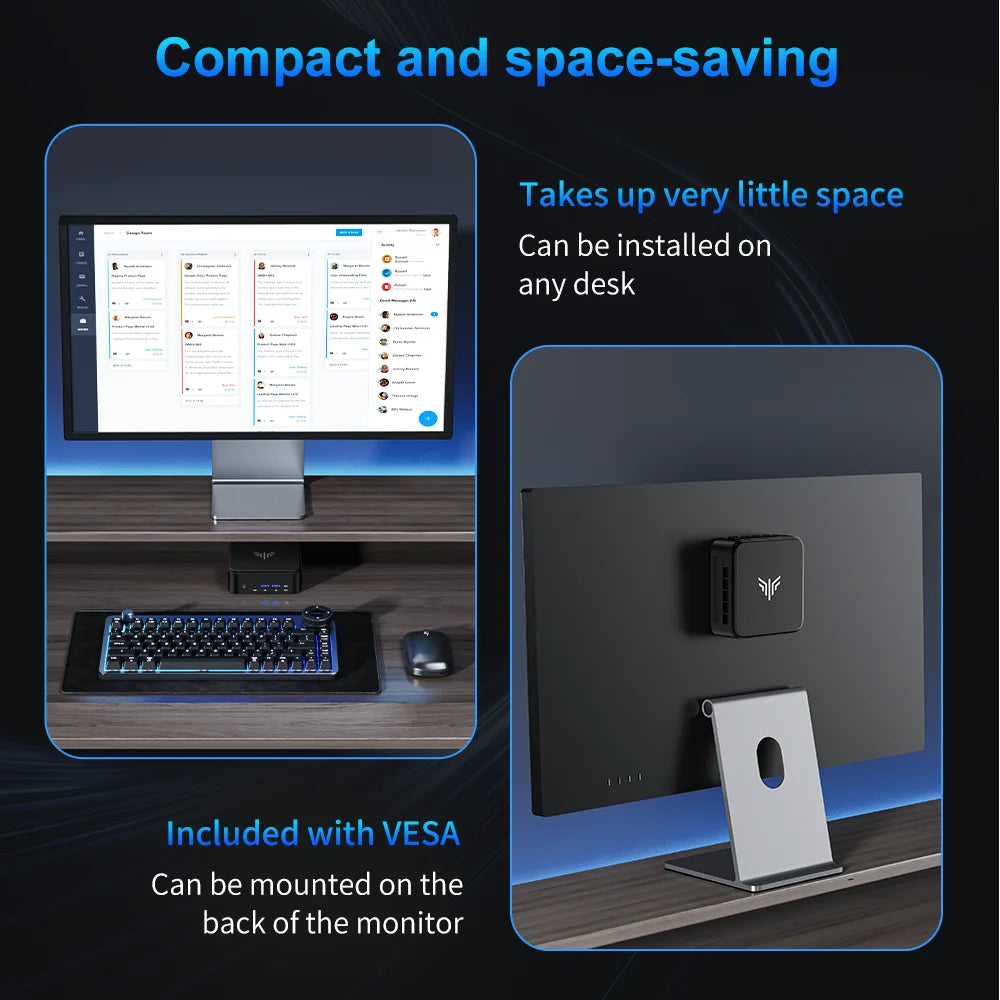 ACEMAGIC E3B Mini PC ΑΜD Ryzen 5 7430U 16GB RAM/512GB SSD Mini Desktop Studio WiFi 6/BT 5.2/4K Triple Display/VESA Supported