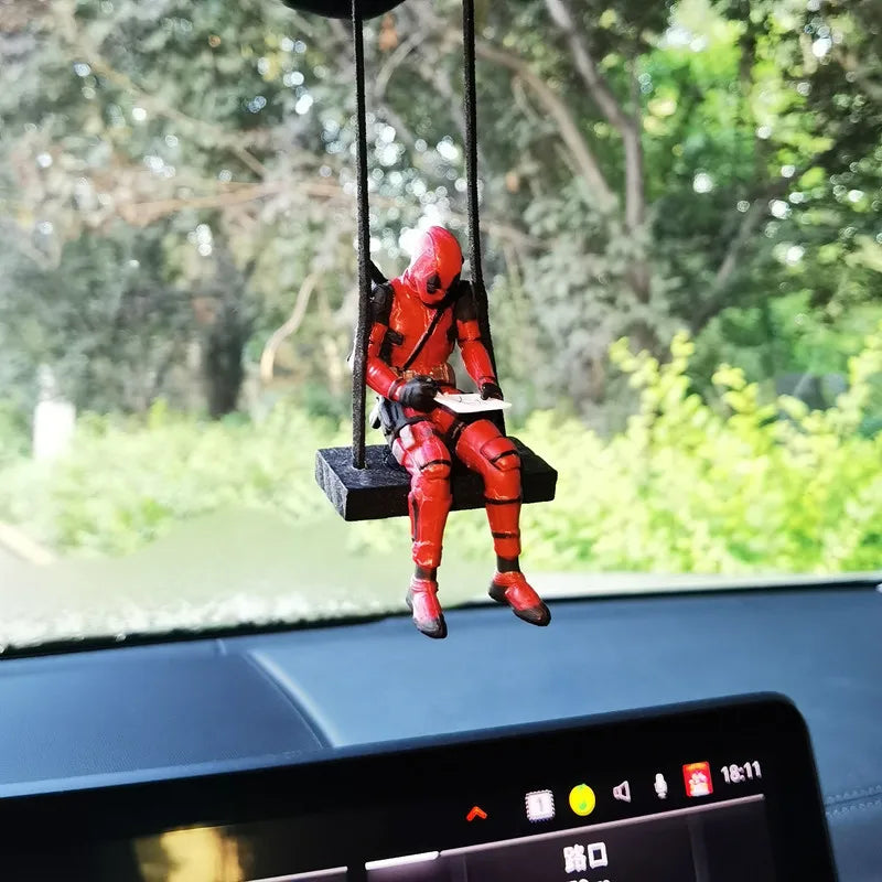 NWE Marvel Deadpool Car Rearview Mirror Pendant Reading Deadpool Car Pendant Mini Model Toy Action Figure New Hot Christmas Gift