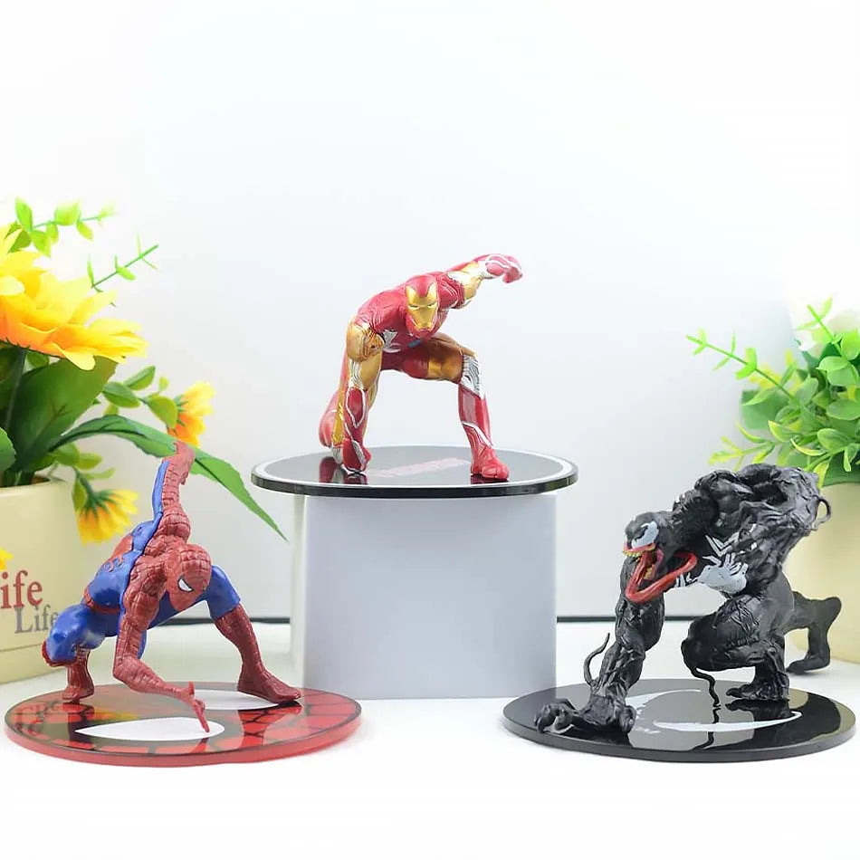 New Hot Marvels Comics IronMans Spidermans Venoms Handmade Model PVC Material Animations Decoration Children's Birthday Gifts