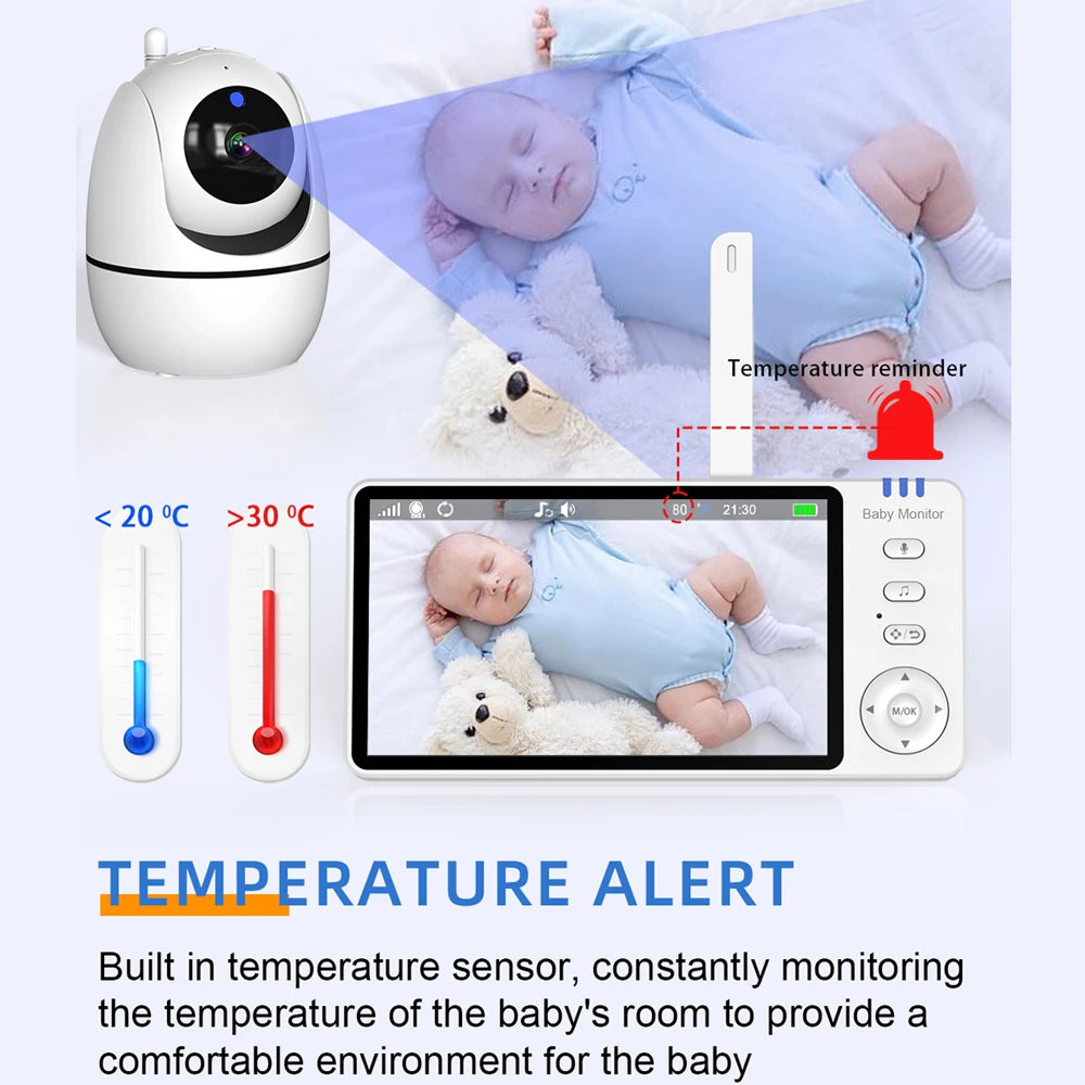 Monitor your little one with ease using this 5.0-inch video baby monitor—featuring a wireless pan-tilt camera, two-way audio, night vision, wake-up, and USB charging for convenience and security!