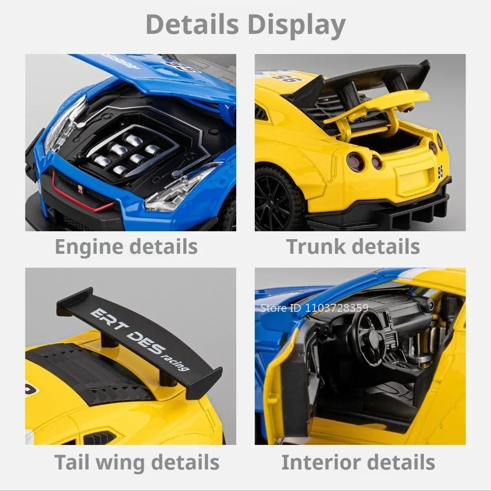 1:32 GTR Panamera Model Sports Car Toys Alloy Diecast Sound Light Doors Opened Exquisite Body Pull Back Collection Supercars