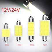 10Pcs/Lot White COB C5W LED Bulbs 12V 24V Car Auto Festoon Dome Interior LED Lights Lamp Roof Reading Bulb 31mm 36mm 39mm 41mm
