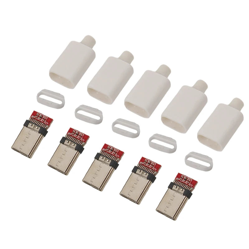 5Pcs TYPE C USB 3.1 24 Pin Male Plug Welding Connector Adapter with Housing Type-C Charging Plugs Data Cable Accessories Repair