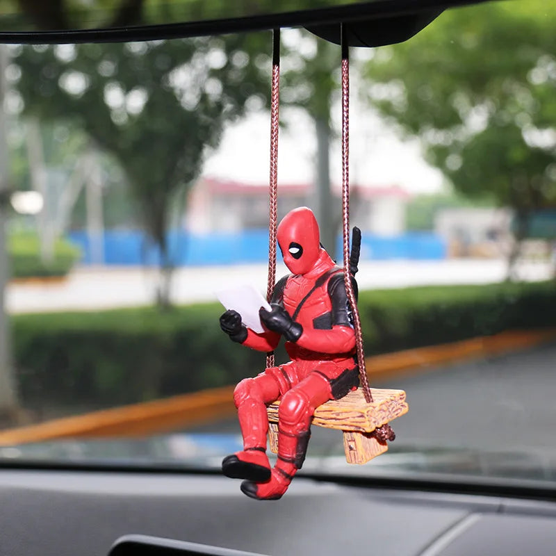 NWE Marvel Deadpool Car Rearview Mirror Pendant Reading Deadpool Car Pendant Mini Model Toy Action Figure New Hot Christmas Gift