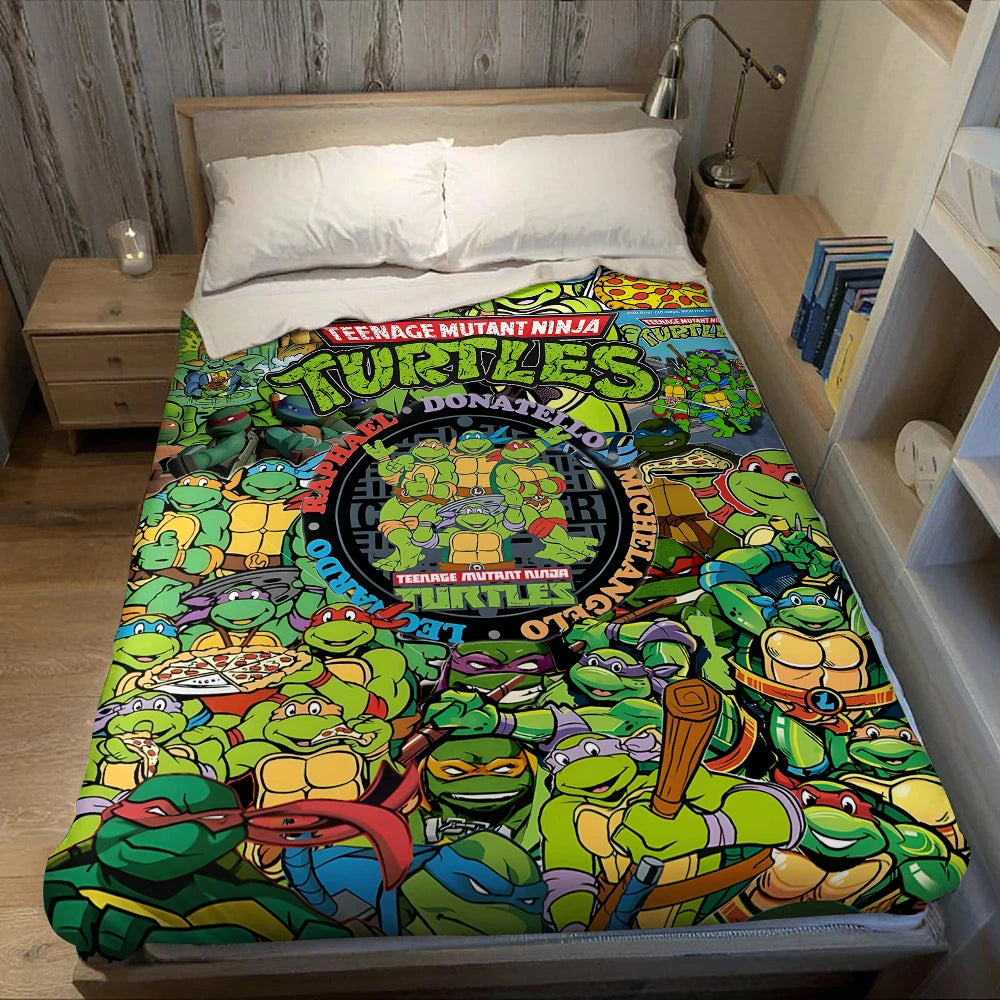 N-Ninja-s T-Turtles Flannel Blanket Warm Soft Halloween Christmas Couch Warm Cozy Decorative Decor Gift for All Season