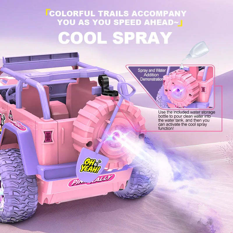 1: 16 remote control off-road vehicle, DIY sticker, pink cool light spray function, Christmas gift, New Year gift