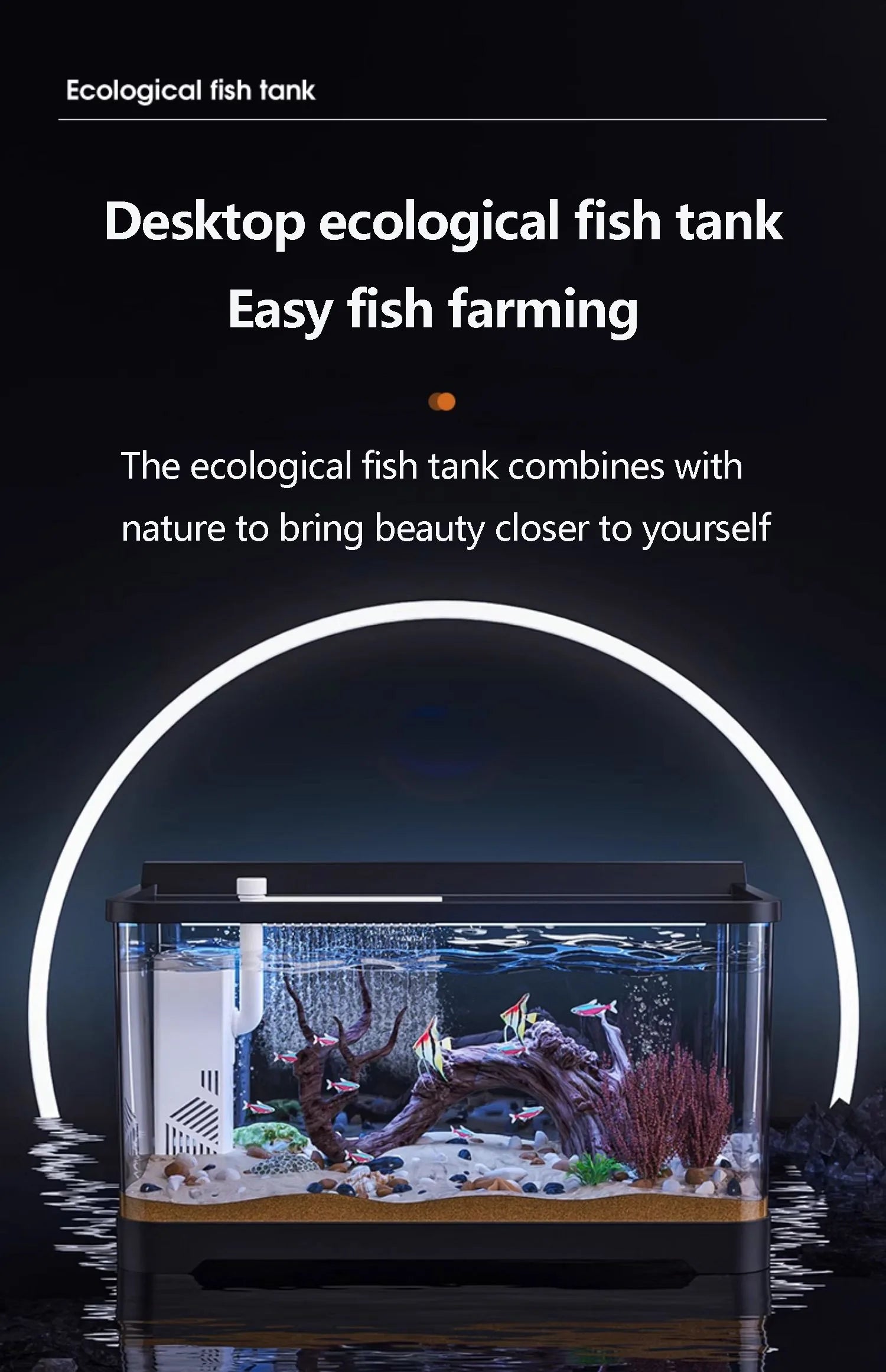 Small Fish Tank Landscape Ecological Full Set Filter Oxygen Generator Living Room New Home Goldfish Tank with Light