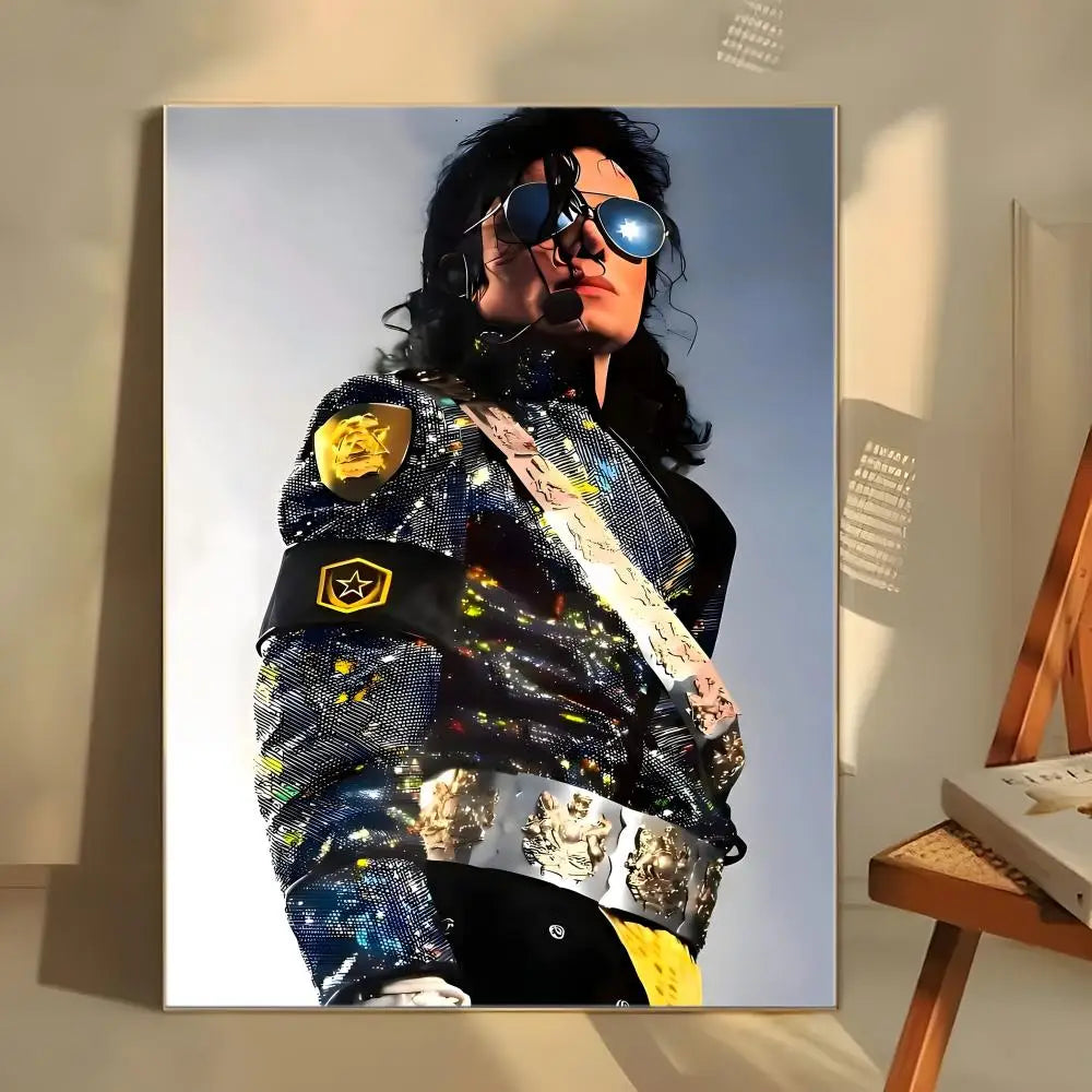 MJ M-Michael Singer J-Jackson Poster  Self-adhesive Art Waterproof Paper Sticker Coffee House Bar Room Wall Decor