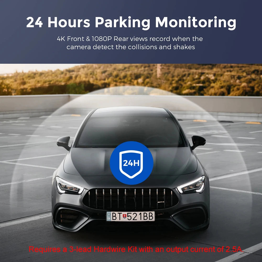Dash Cam 4K UHD for Car Camera Front Rear Dual Lens With GPS WiFi 24h Parking Mode Night Vision Car DVR Video Registrator