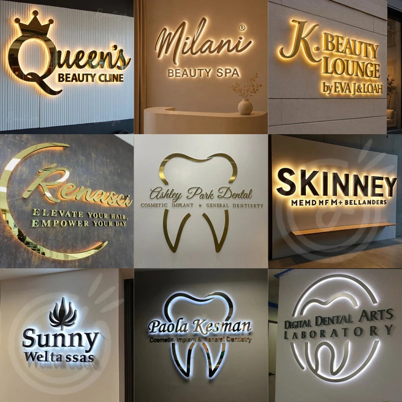 Custom Backlit Business Sign Metal Letters Waterproof Illuminated Sign 3D LED Signage for Brand Logo Storefront Advertising