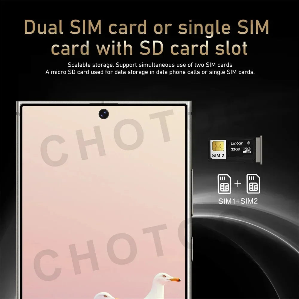 2025 New SMS25 Ultra Case for 7.3inch HD Smartphone 4G 5G Dual Card Android 14 Global Version 7800mAh Battery 108MP
