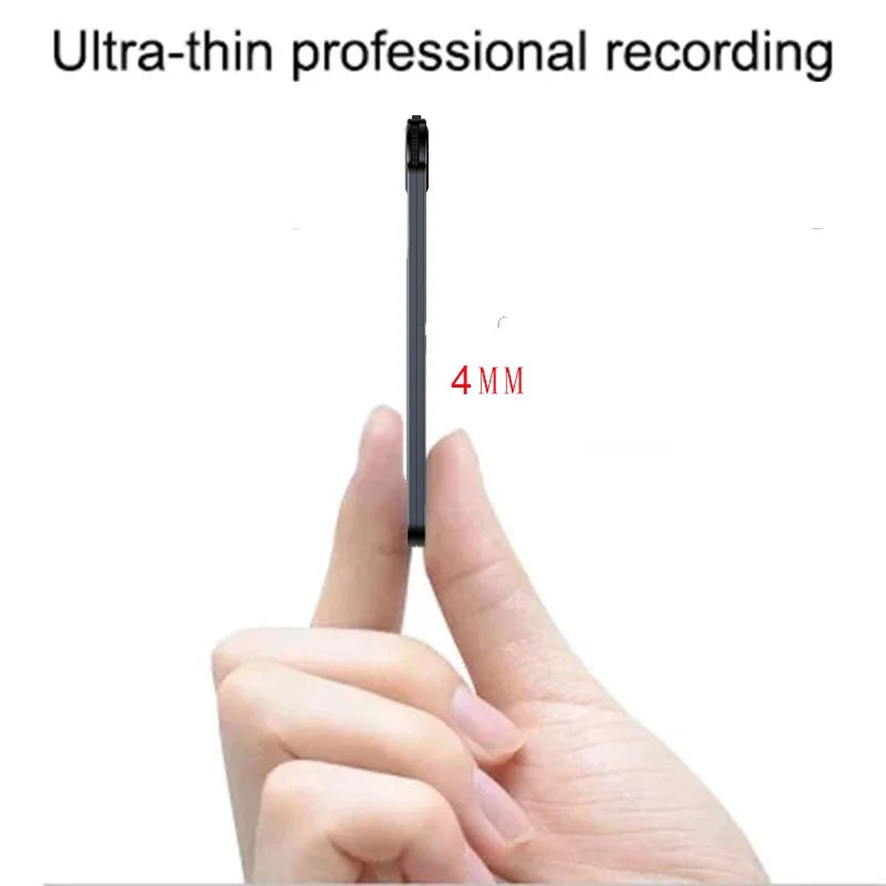 Capture every word clearly with this ultra-thin digital voice recorder—offering up to 150 hours of recording time in a sleek, compact design!