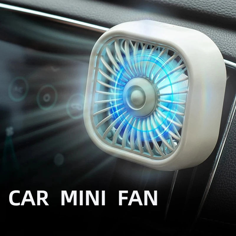 Summer New Mini USB Car Fan, 3 Speed Adjustable, Air Vent Mount with Colorful Light, Auto Cooling Fan Car Accessories