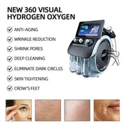 Experience professional skincare with this portable 6-in-1 H2O2 small bubble oxygen facial machine. Improve skin hydration, exfoliate with microdermabrasion, and promote a fresh, glowing complexion with this versatile device!
