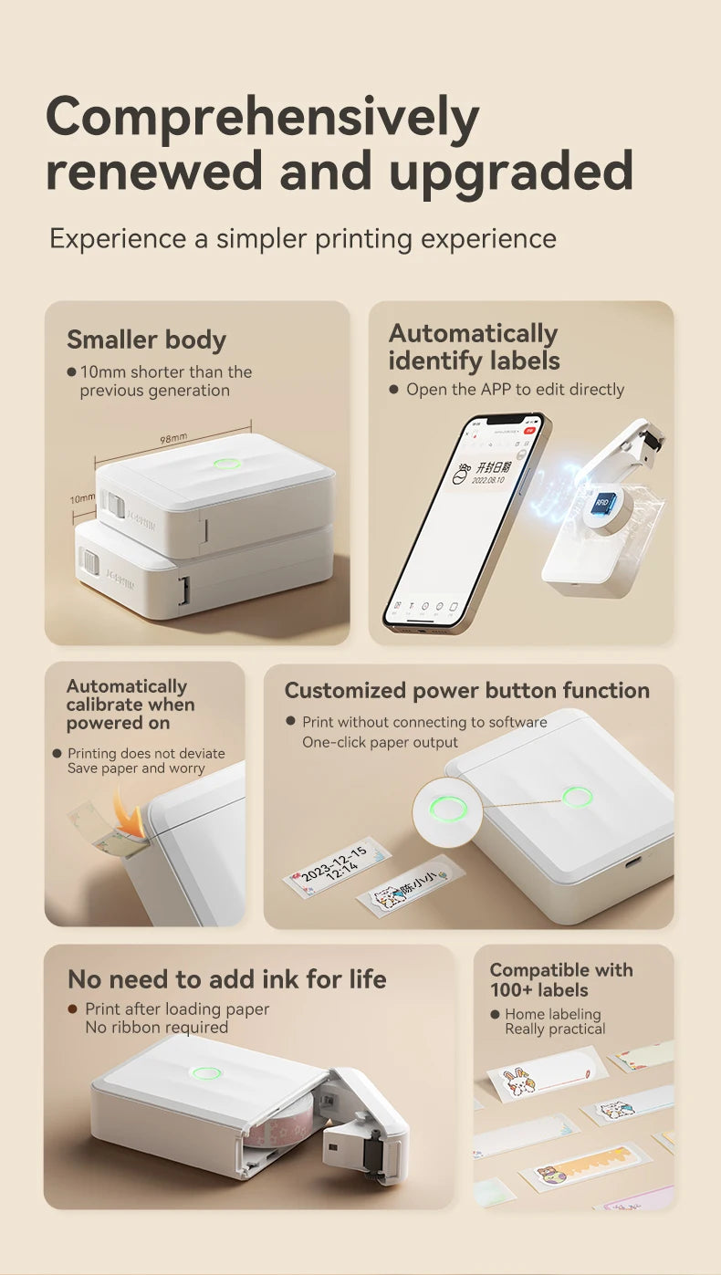 Niimbot D110M Label Thermal Self-Adhesived Printer Wireless Bluetooth Mini Portable Printer D110 Updated Version Sticker Maker
