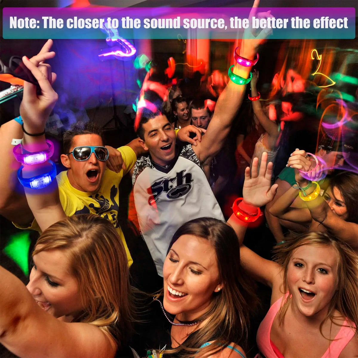 10-300PC LED Glow Bracelets Sound Activated Flashing Light Up Bracelet Luminous Bracelet for New Years Eve Music Control Concert