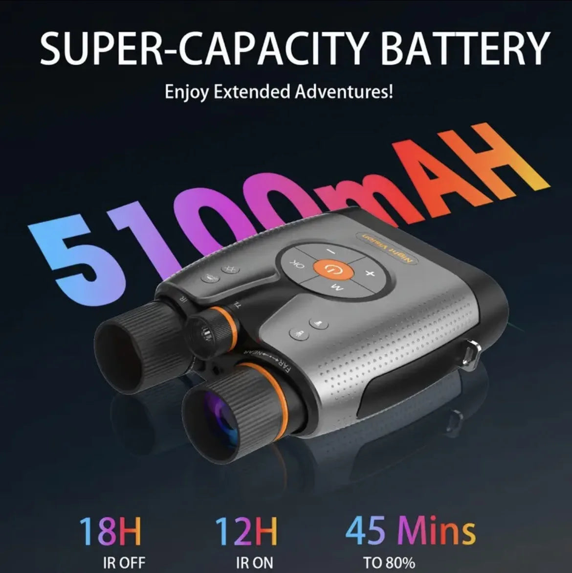 Newest HD Night Vision Binoculars 8x Digital Zoom 4K HD Large Screen 4 Level IR 1200m Range Infrared Video Camcorder for Hunting