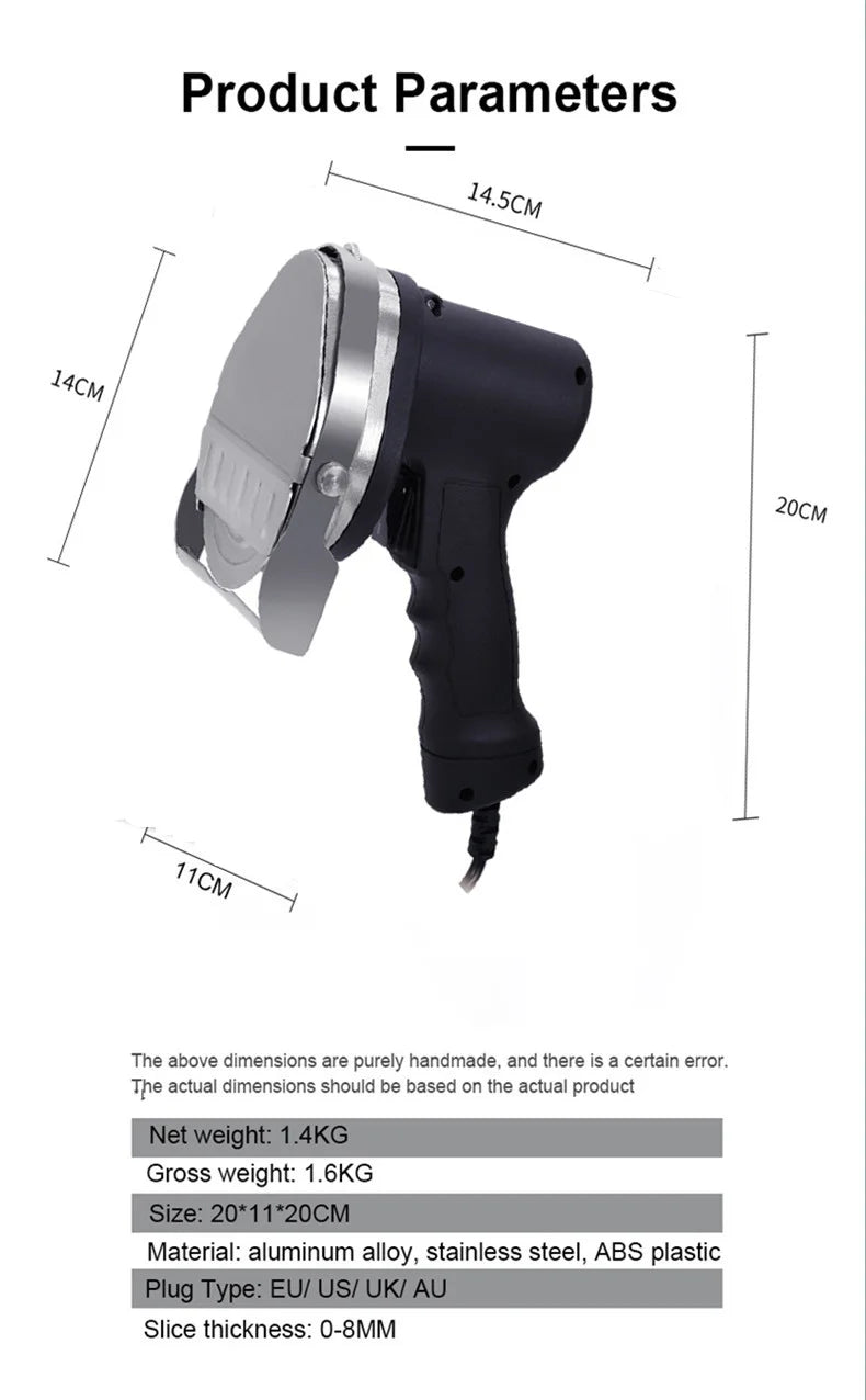 110V 220V Electric Kebab Slicer Meat Cutter Handheld BBQ Roast Meat Cutting Machine With Two Blades Barbecue Slicer