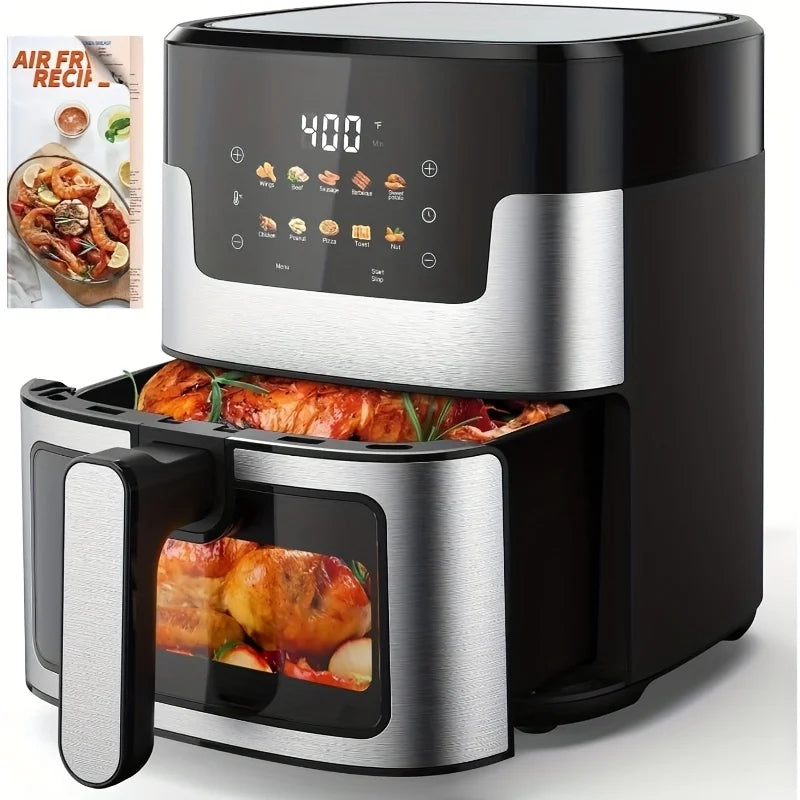 Large Capacity Air Fryer Visual Intelligent Fully Automatic Household Air Fryer Anti Scald Handle Suitable for Chicken And Fish