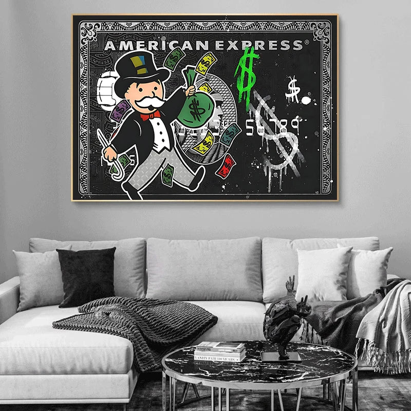 1pc frameless,Alec Monopoly Express Canvas Posters and Prints Vintage Graffiti Painting Wall Art Picture Cuadros Home Decoration