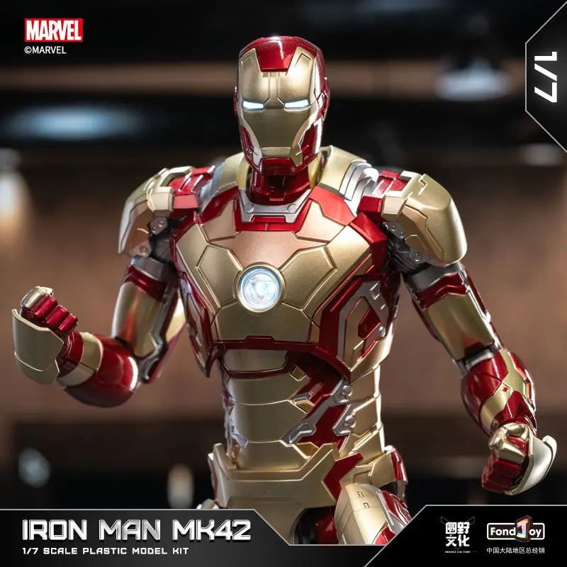 Original LED FondJoy Iron Man MK42 MK43 MK46 MK1 MK2 MK3 MK4 DIY Toys Action Figure Tony Stark Collection Anime Model Kids Gift