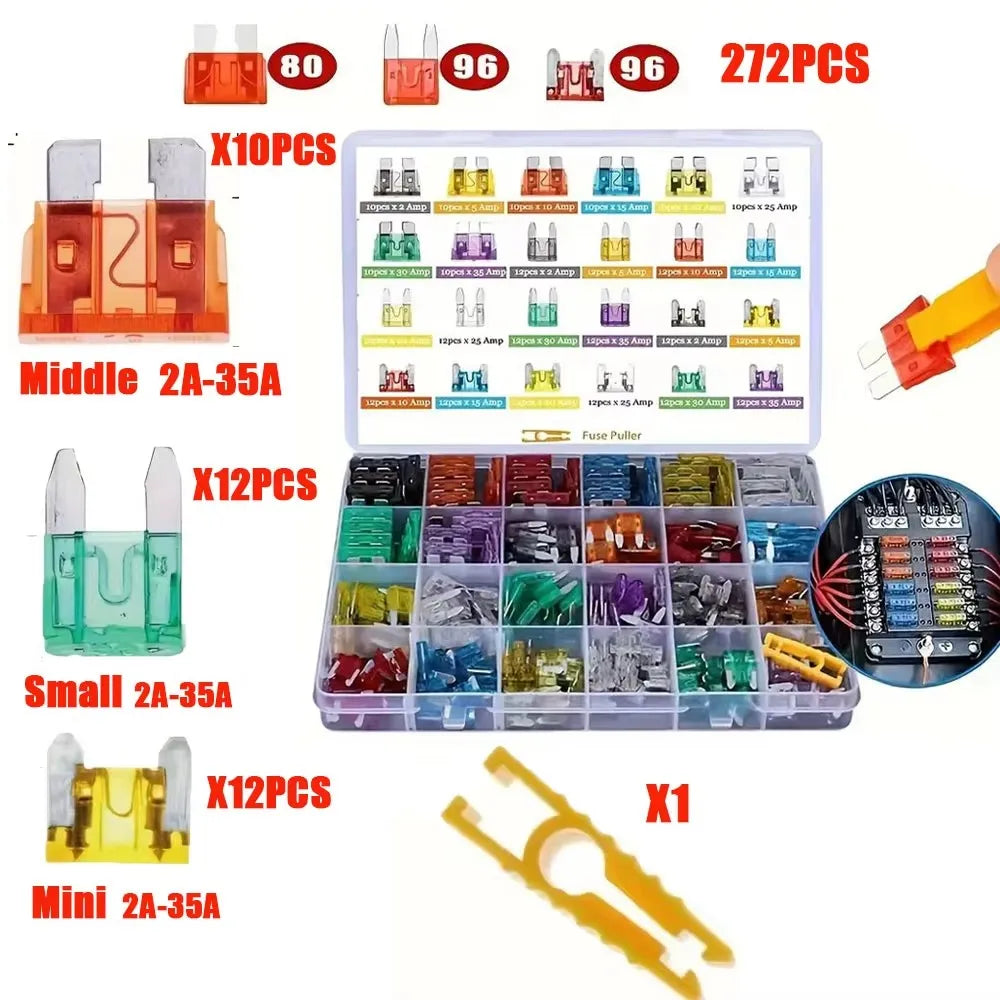 100pcs Standard Car Fuses 2A 3A 5A 7.5A 10A 15A 20A 25A 30A 35A Free Matching Choice Car Fuses Blade Fuses for RV/Truck/SUV