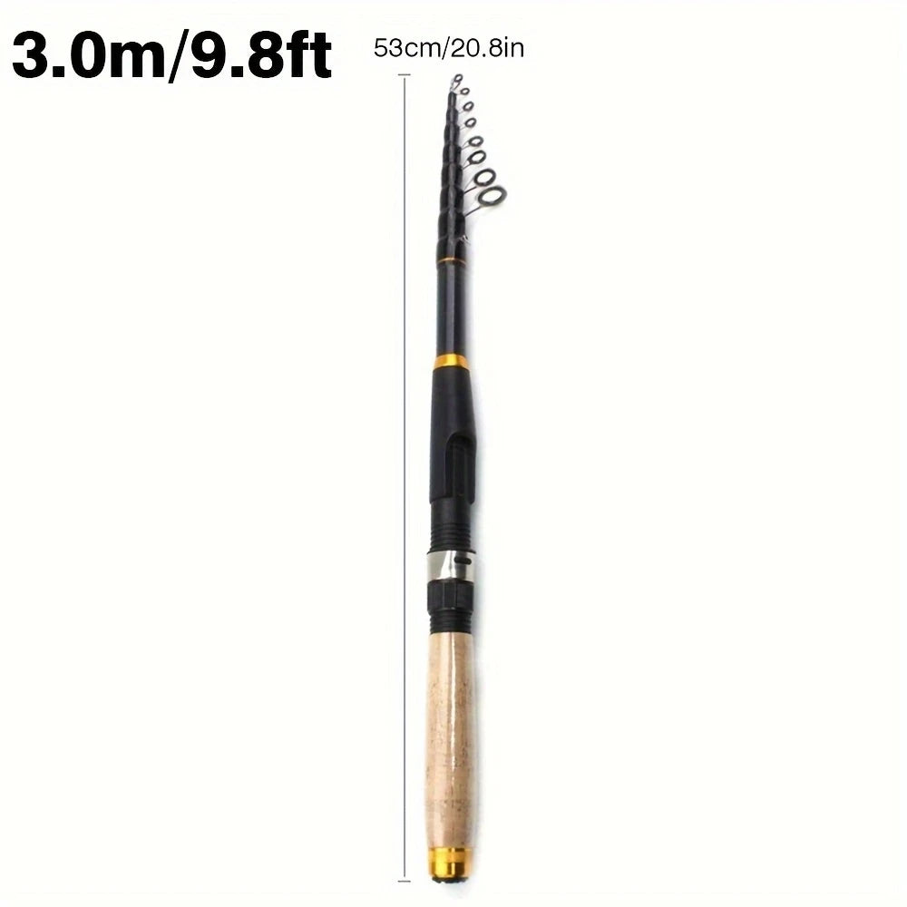 Fishing rod Portable carbon fiber telescopic with cork-like handle travel rotating rod 1.8 M /5.9FT to 3.6M /11.8 FT