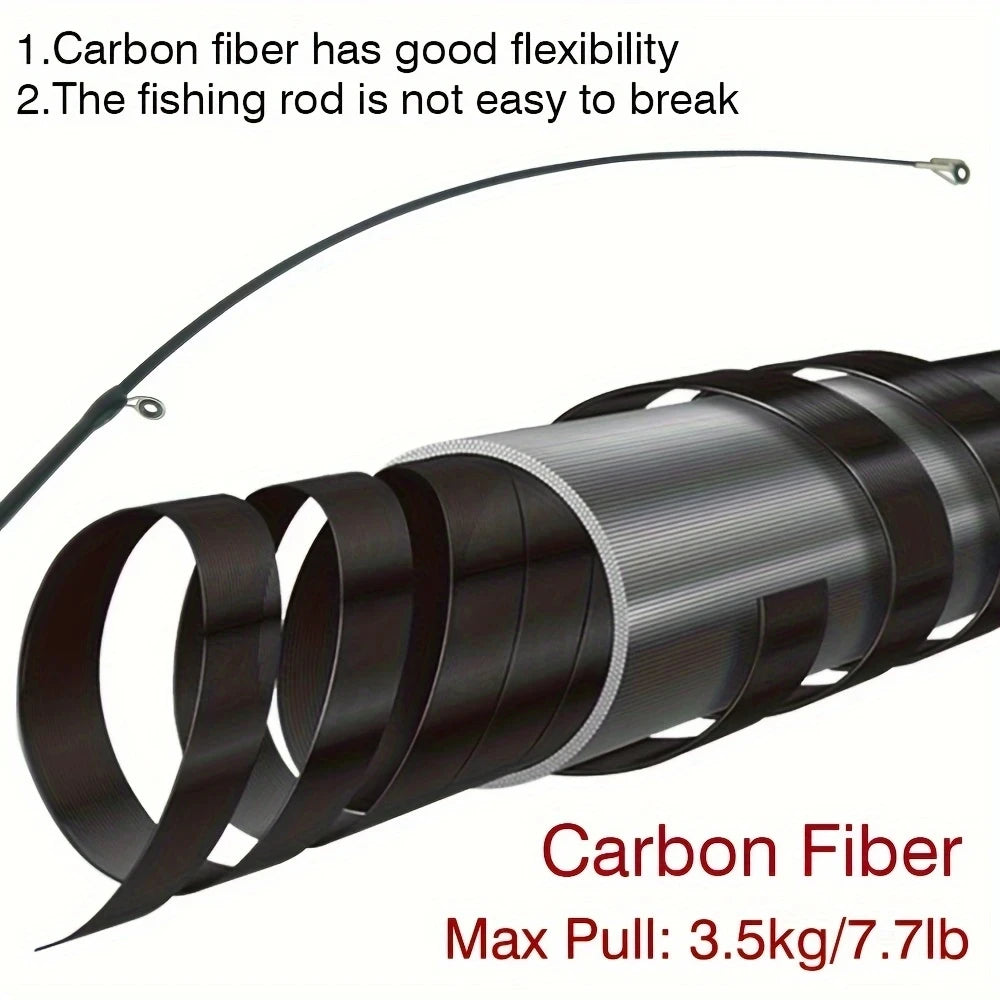Fishing rod Portable carbon fiber telescopic with cork-like handle travel rotating rod 1.8 M /5.9FT to 3.6M /11.8 FT