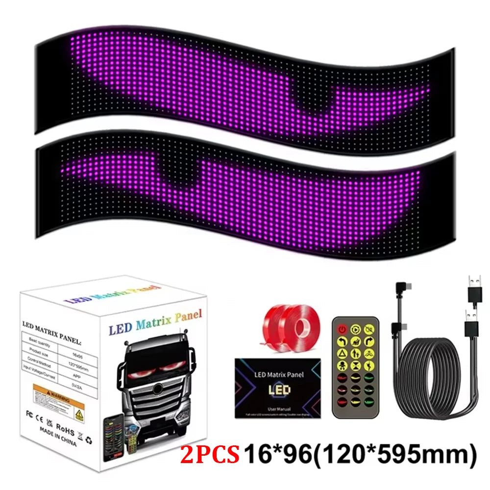 16*32 LED Devil Eye Lights for Motorcycle Windshield,Programmable Matrix Pixel Panel with App/Remote Control for Motorcycle
