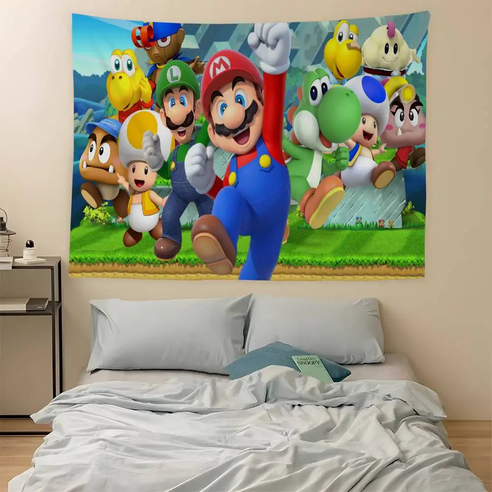 Game M-mario-O cartoon DIY Wall Tapestry for Living Room Home Dorm Decor Wall Art Decor