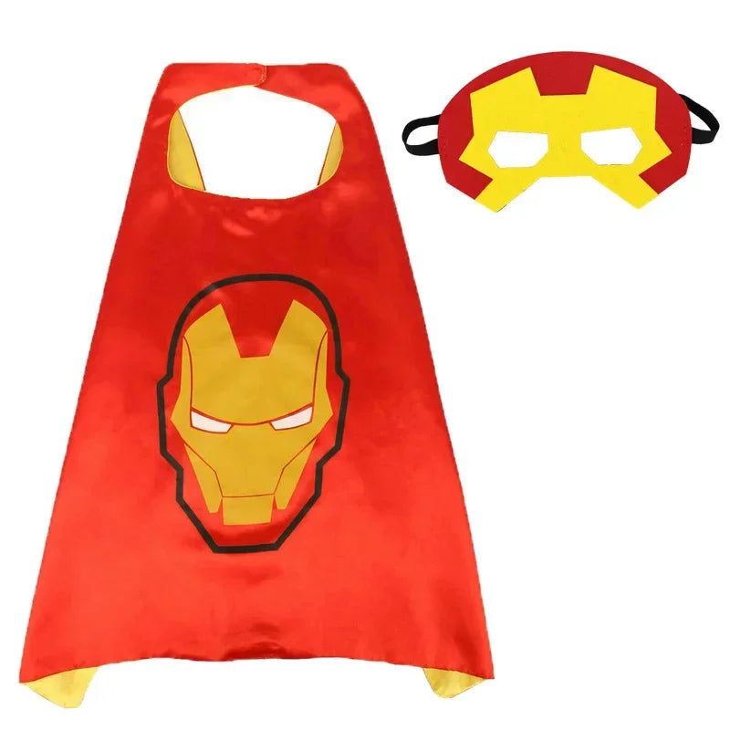 Super Hero Masquerade Mask Cape Cloak Anime Spider Man Batman Cloak Action Captain America Figure Toys Cosplay Child Party Gifts