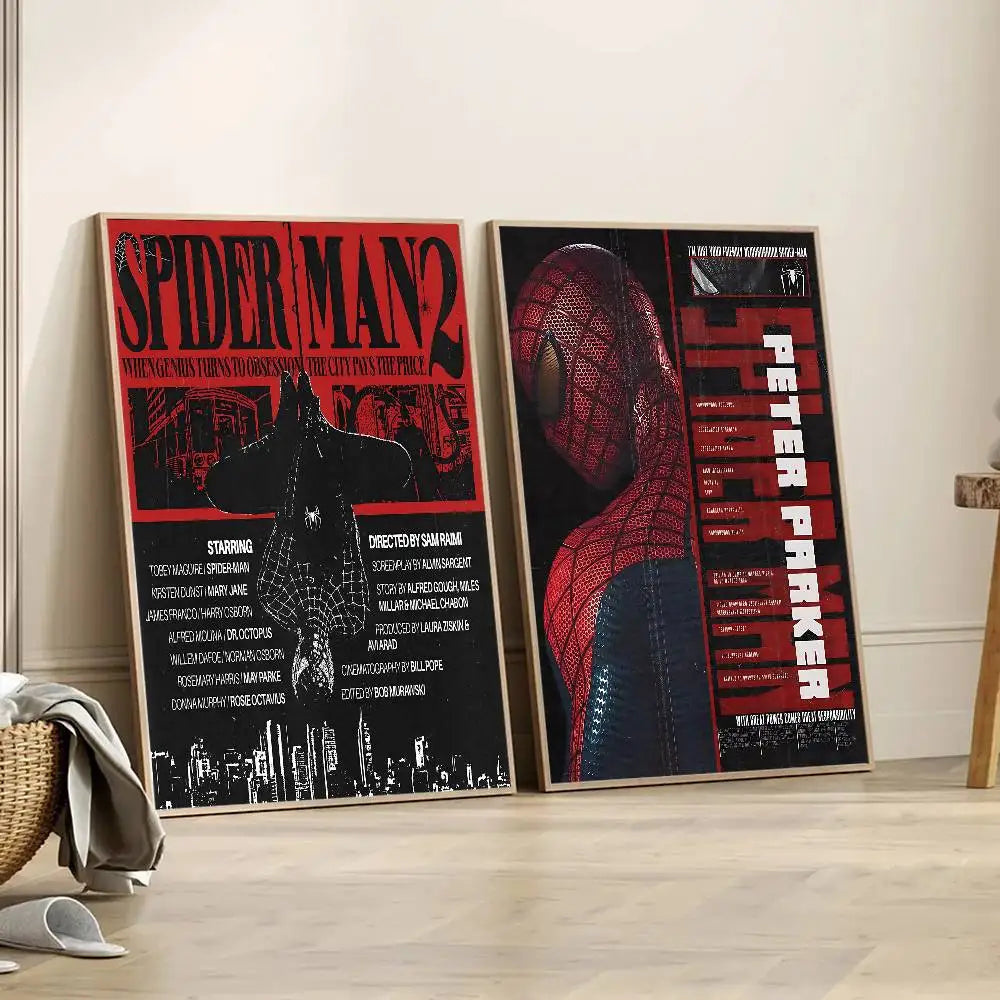 S-Spider Cartoon Man Movie Sticky Posters Whitepaper Sticker DIY Room Bar Cafe Posters Wall Stickers