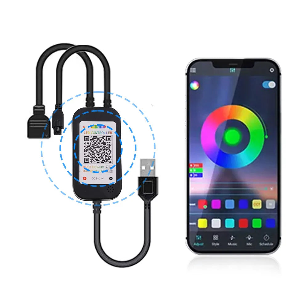 5V Wifi Bluetooth-compatible USB RGB COB LED Strip Light 24key 44key Remote Control Kit 576 LEDs Linear Lighting Flexible Tape