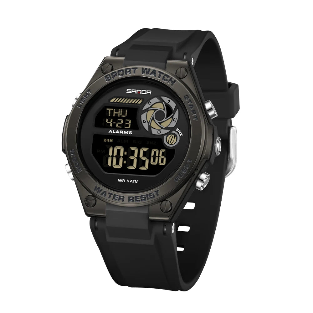 SANDA Durable Ladies Sports Luxury Brand Wristwatch Women TPU Strap Luminous Waterproof Week Date Digital Casual Watch