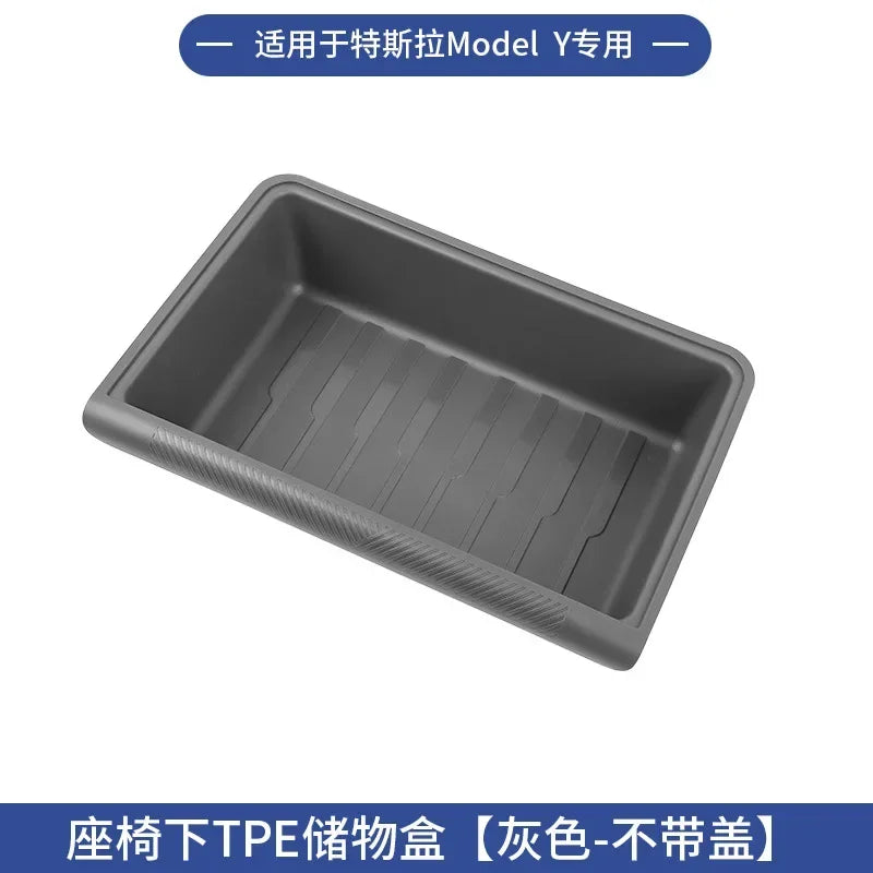 For Tesla Model Y High Capacity Organizer Case Felt Cloth Drawer Holder Under Seat Hidden Box Storage Box Black Worldmuma