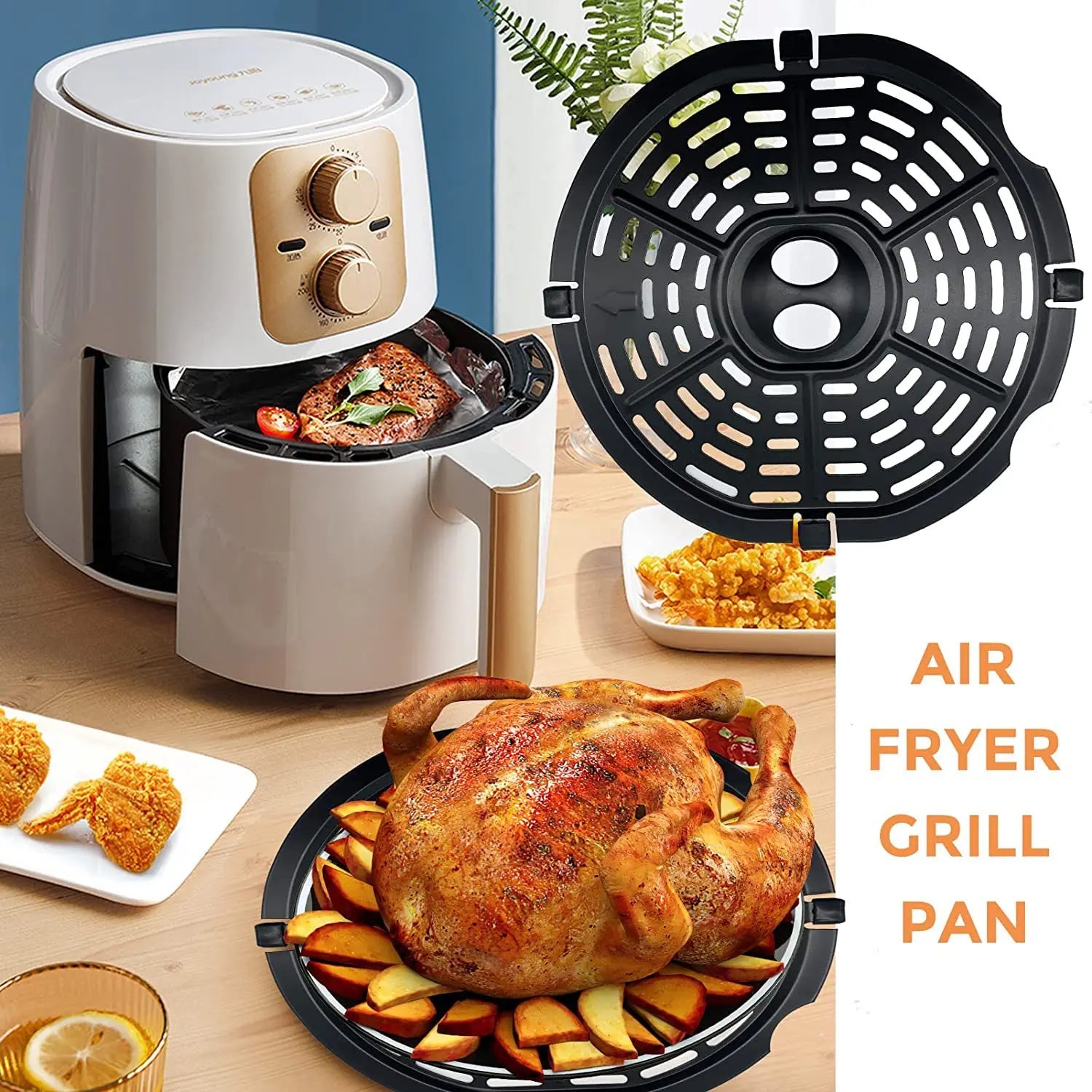 Air Fryer Basket Replacement Grill Air Pan for Power Dash Parts Crisper Plate Non-Stick Fry Pan Kitchen Airfryer Accessories